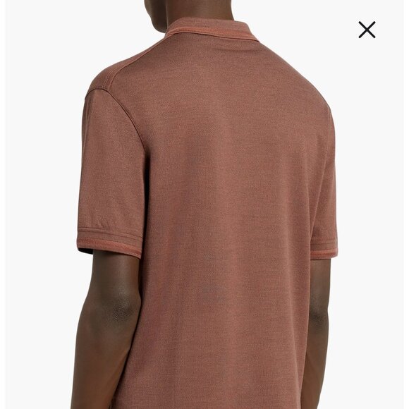Ermenegildo Zegna Silk Cotton Short Sleeve Polo Shirt in Rust Brown Size XL - Picture 3 of 12